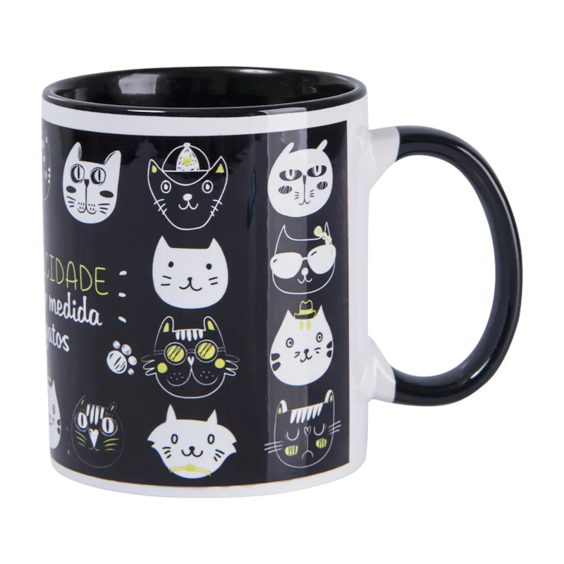 Caneca de Cerâmica Branca Cabo Colorido 325 ml - Imagem 4