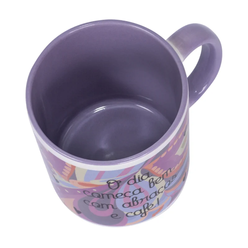 Caneca de Cerâmica Branca Cabo Colorido 325 ml - Imagem 11