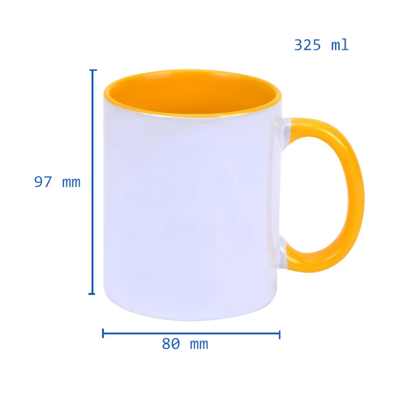 Caneca de Cerâmica Branca Cabo Colorido 325 ml - Imagem 15
