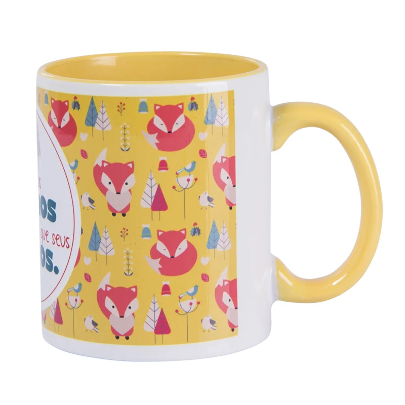 Caneca de Cerâmica Branca Cabo Colorido 325 ml - Imagem 13