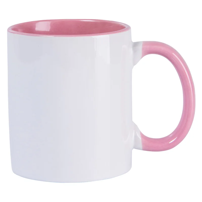 Caneca de Cerâmica Branca Cabo Colorido 325 ml - Imagem 2