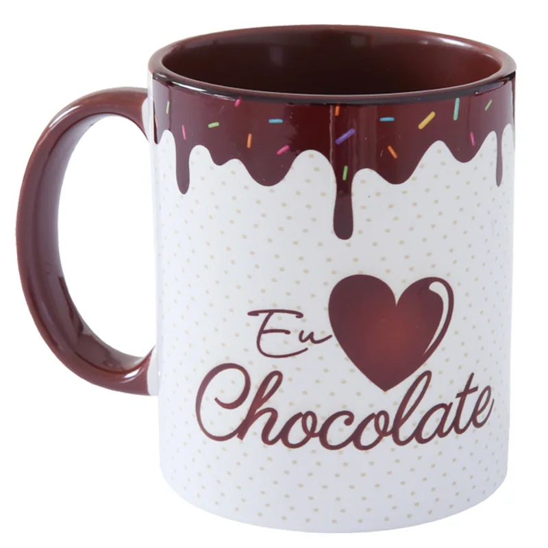 Caneca de Cerâmica Branca Cabo Colorido 325 ml - Imagem 8